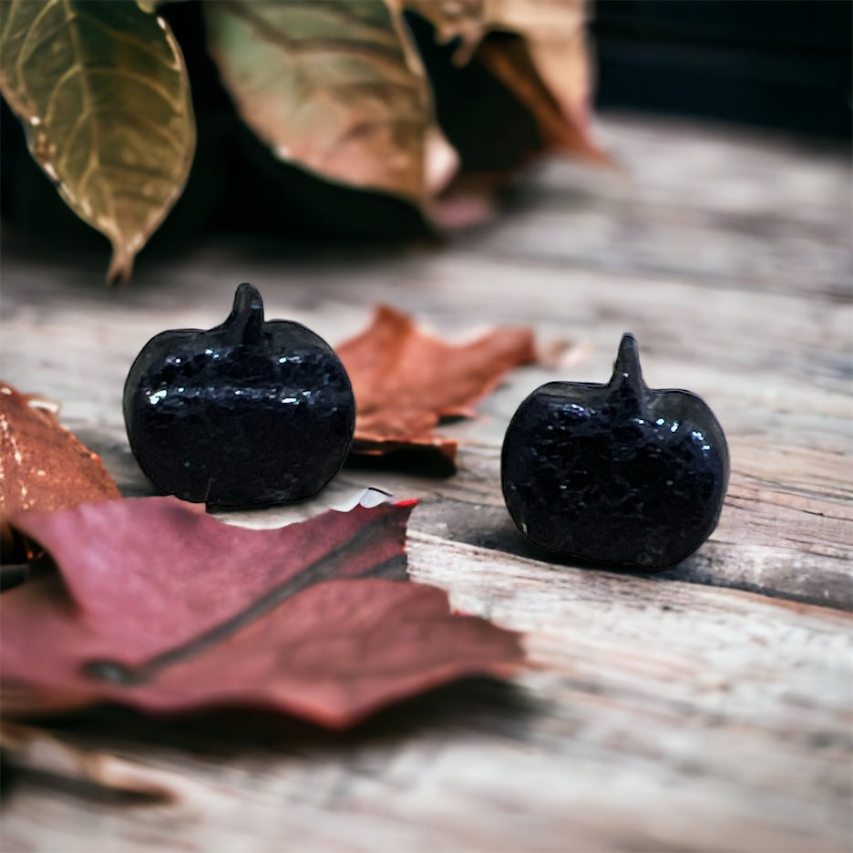 Black Itty Bitty Pumpkin Earring Studs