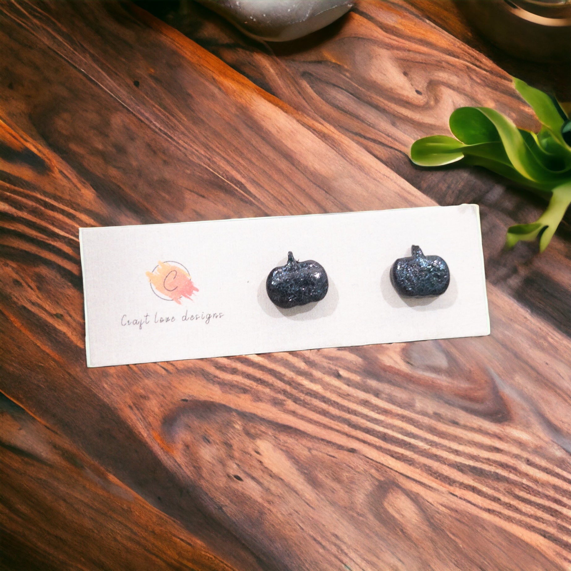 Black Itty Bitty Pumpkin Earring Studs