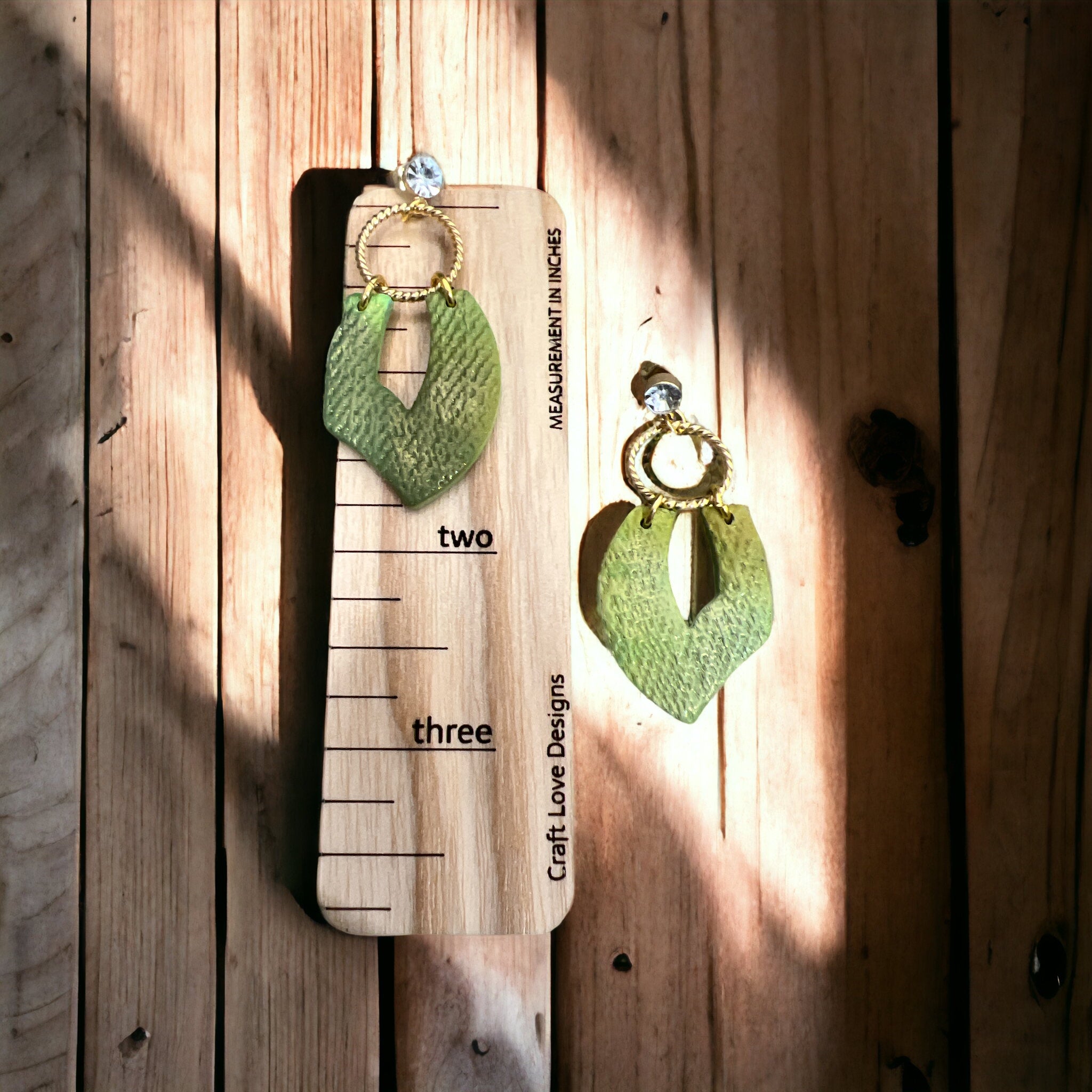 Green Boho Style Dangle  Earrings