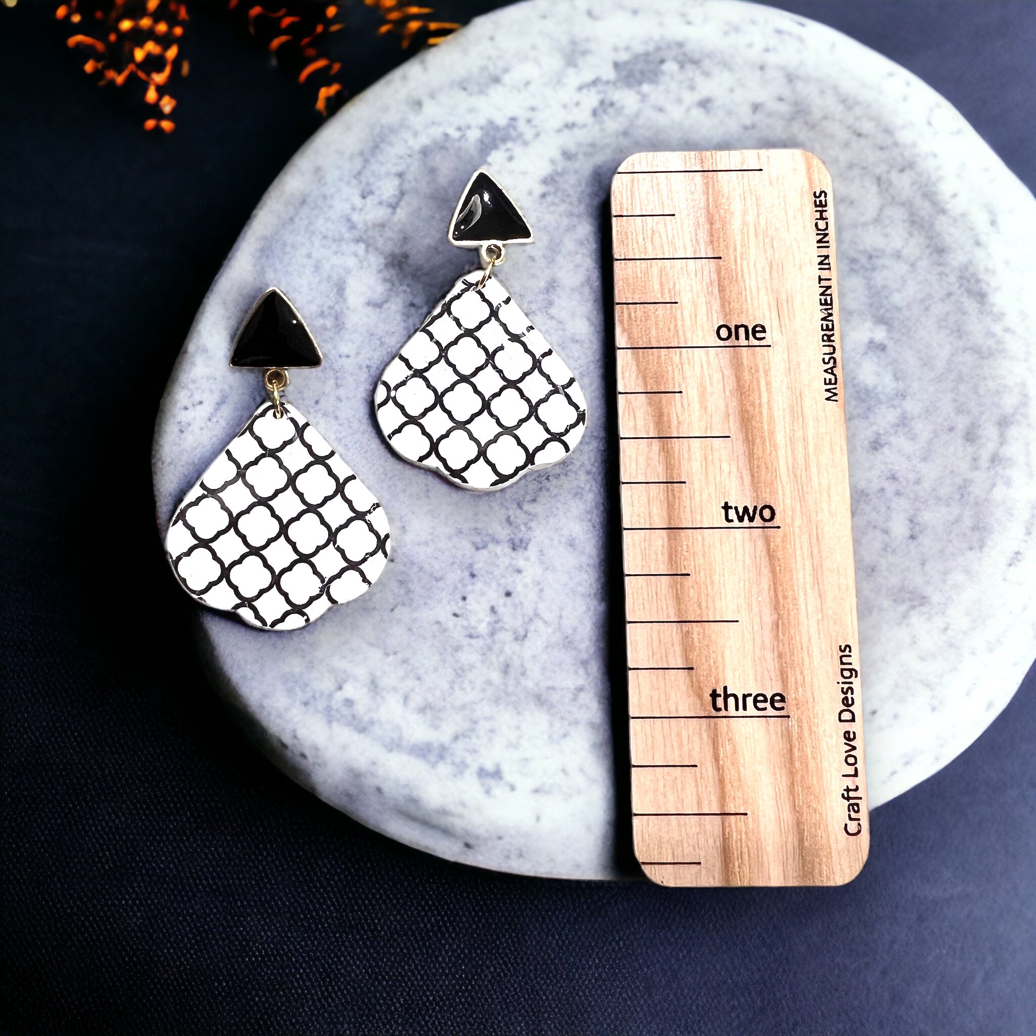 Black and White Geometric Dangle Earrings