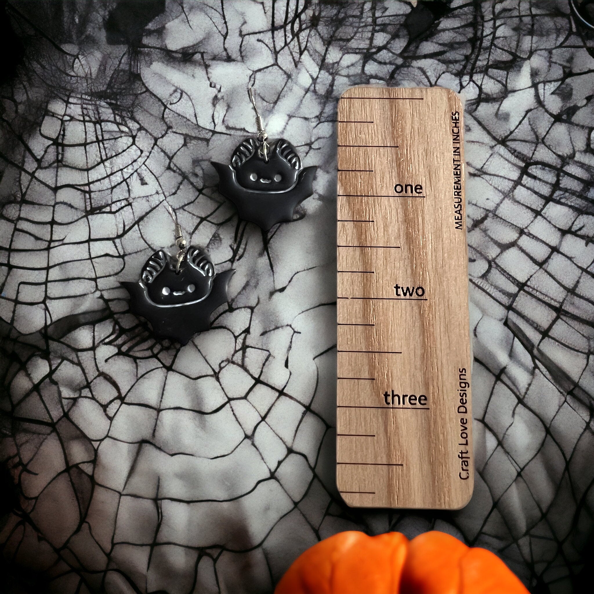 Black and White Cute & Spooky Bats Dangle Earrings