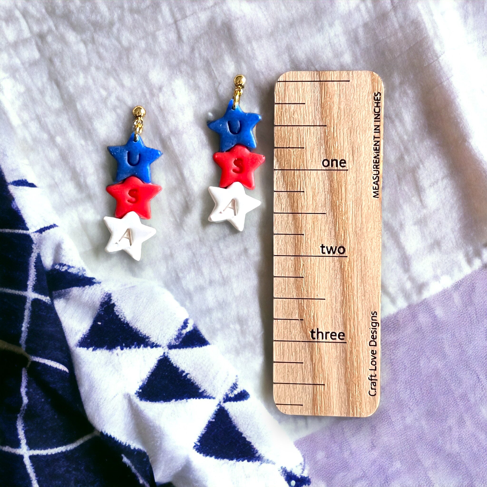 4th of July Red, White and Blue USA Dangle Earrings