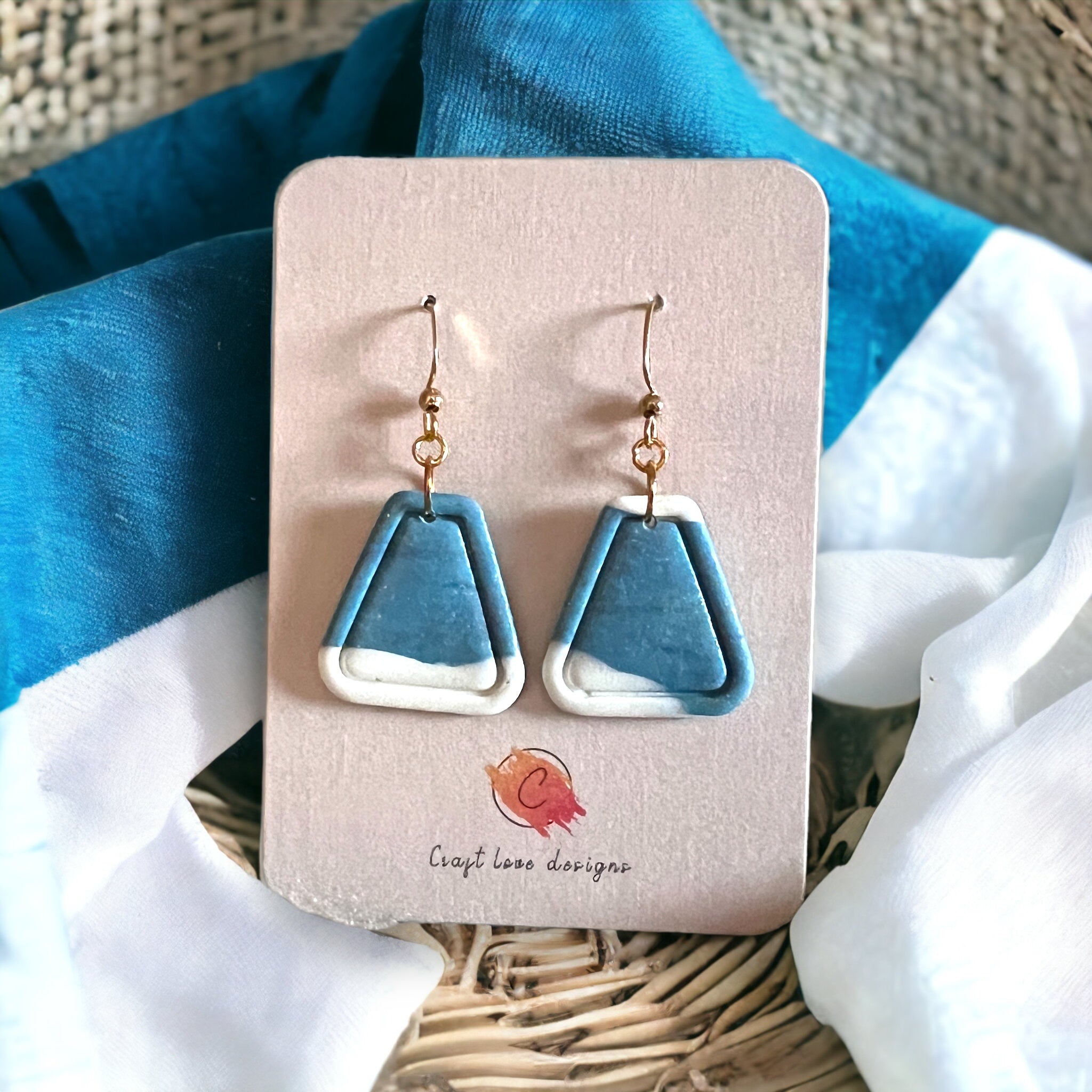 Blue Ocean vibes Rounded Triangle Dangle Earrings