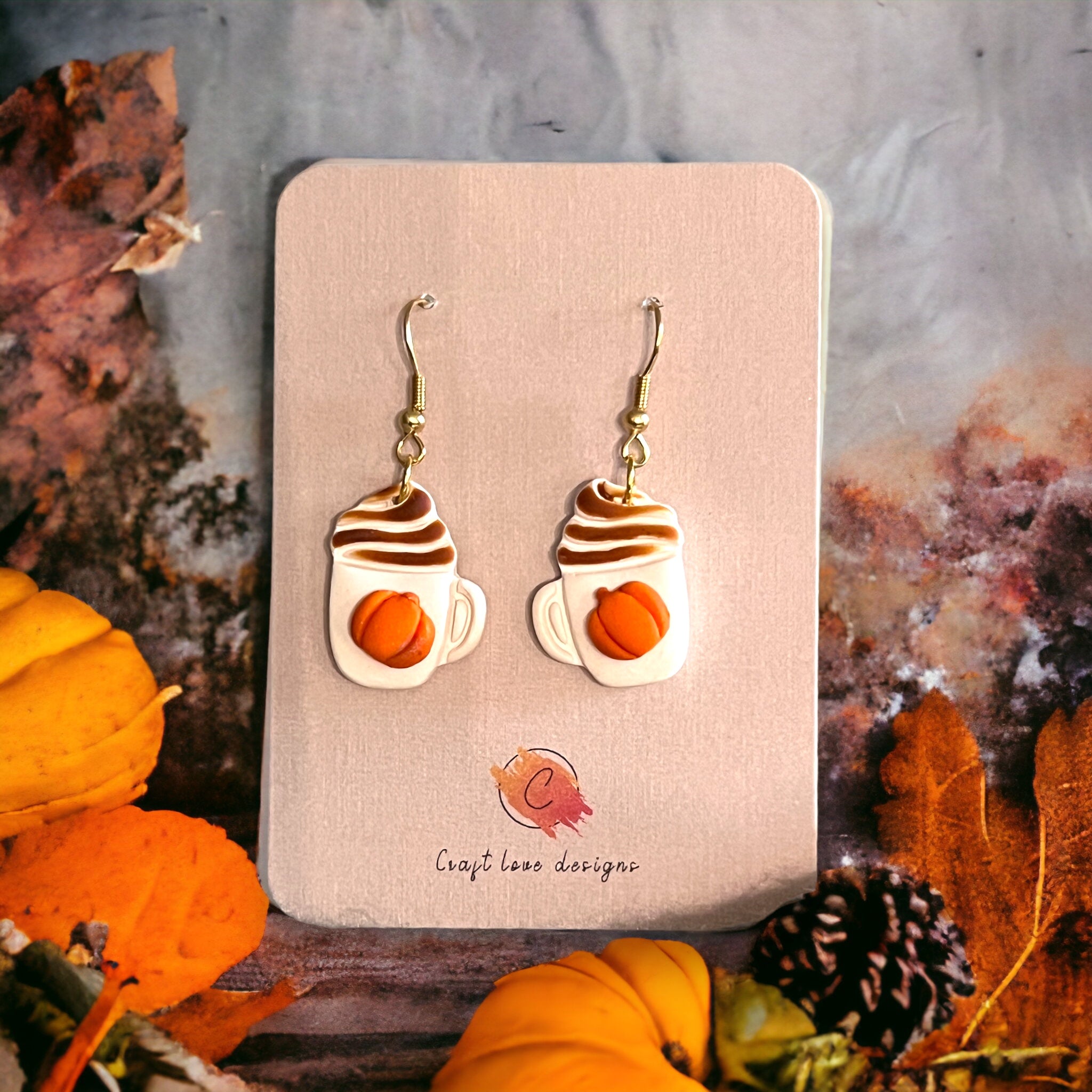 White and Orange Toasted Marshmallow Dangle Earrings