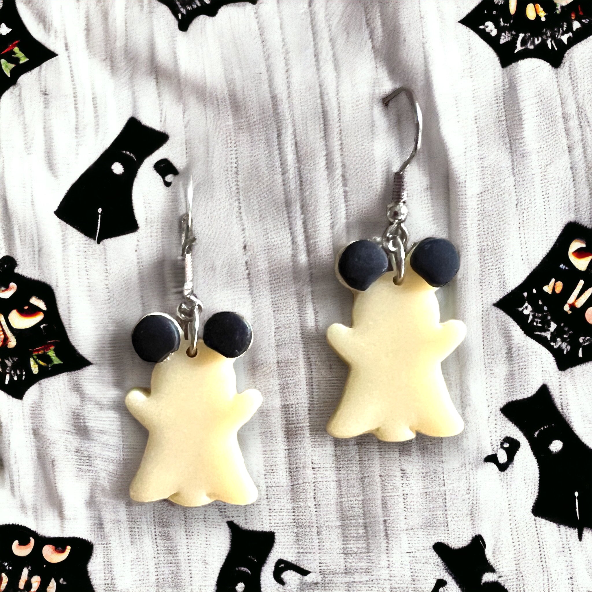 White, Glow in the dark, Cute yet Spooky Ghost Dangle Earrings