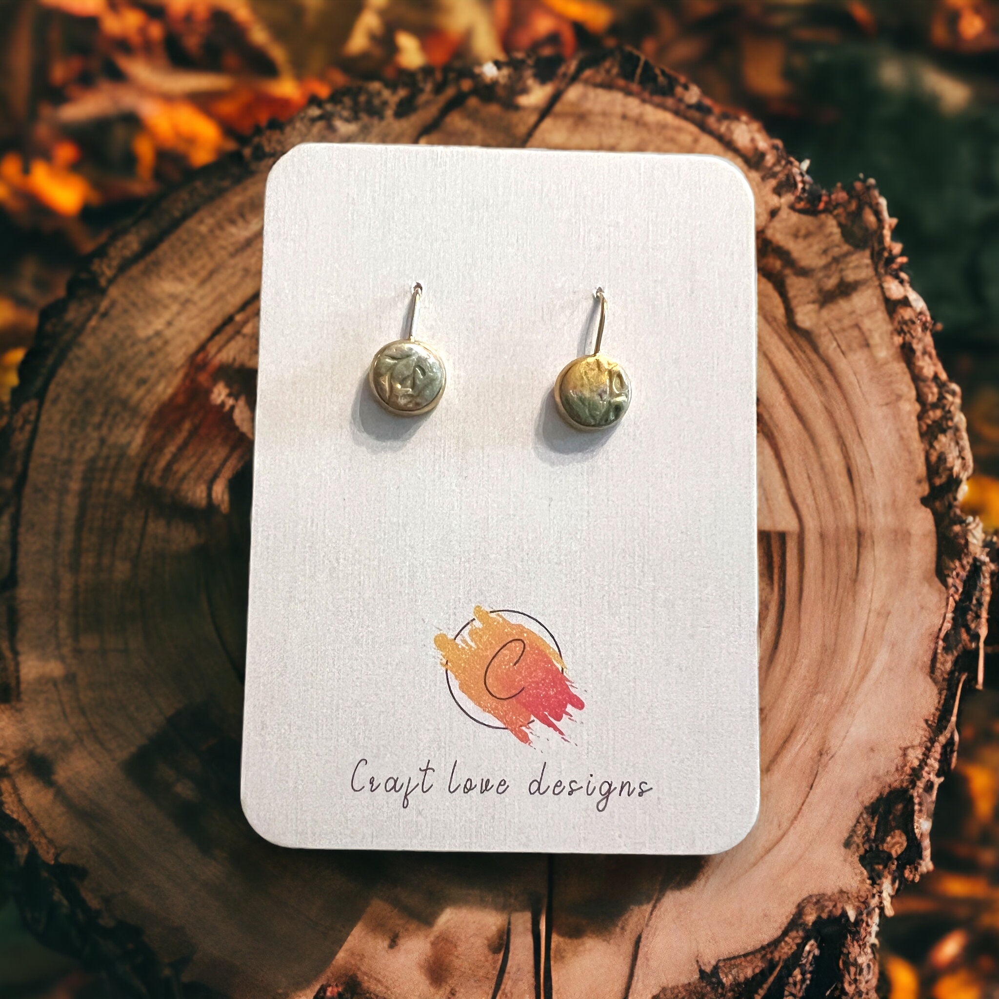 Beige-y Olive Green Earthy Dangle Earrings