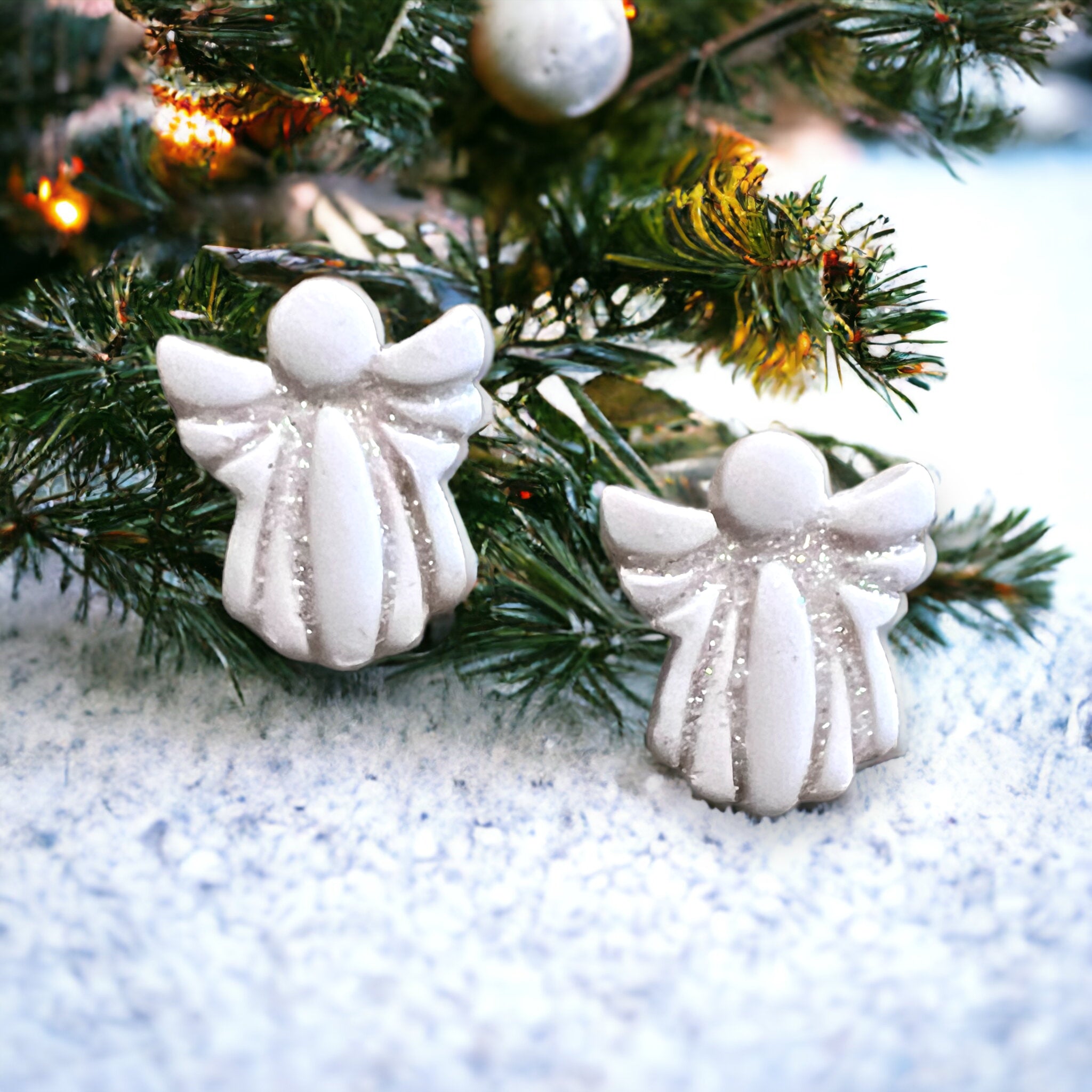 Christmas White  Angel Stud Earrings