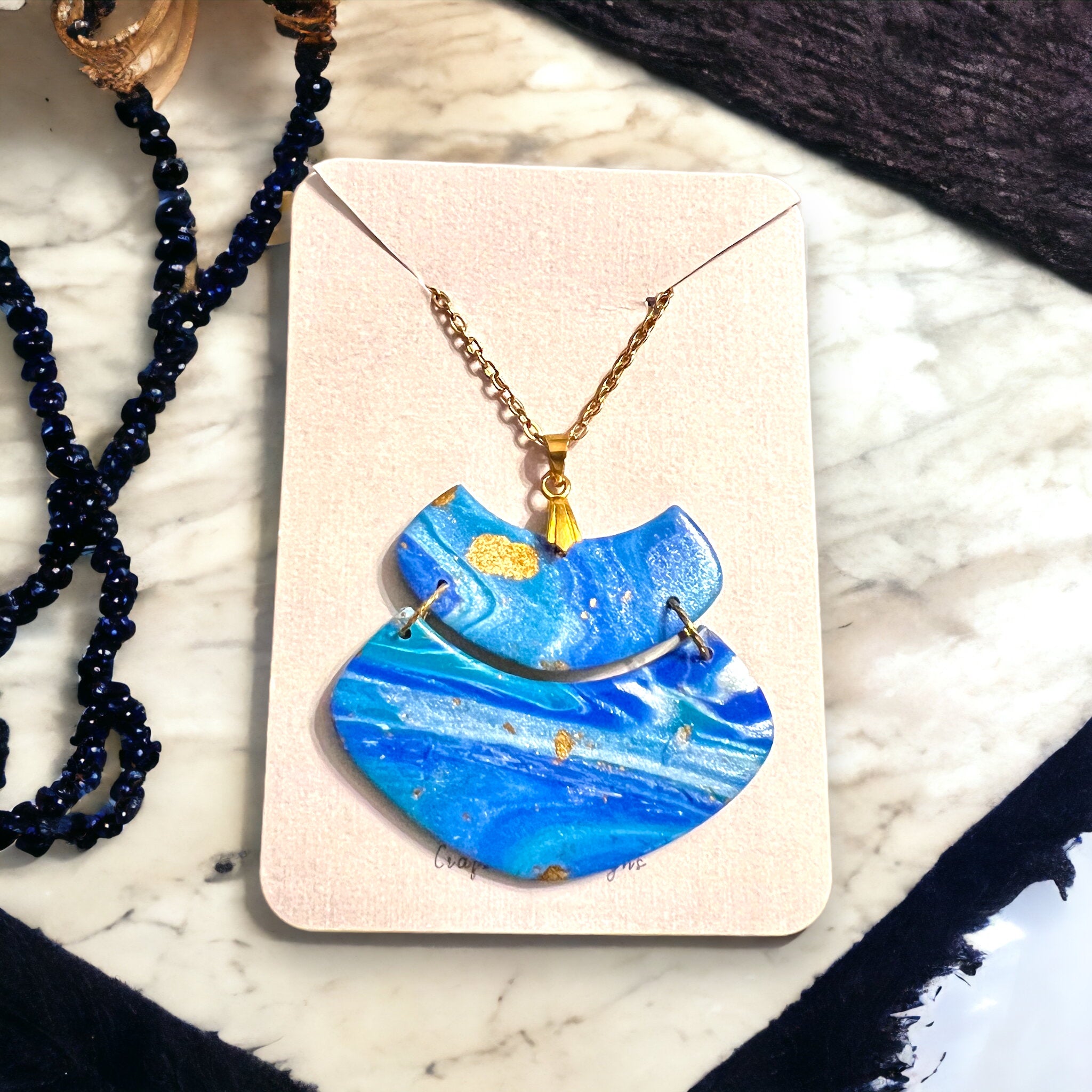 Blue Ocean Inspired Drop Necklace