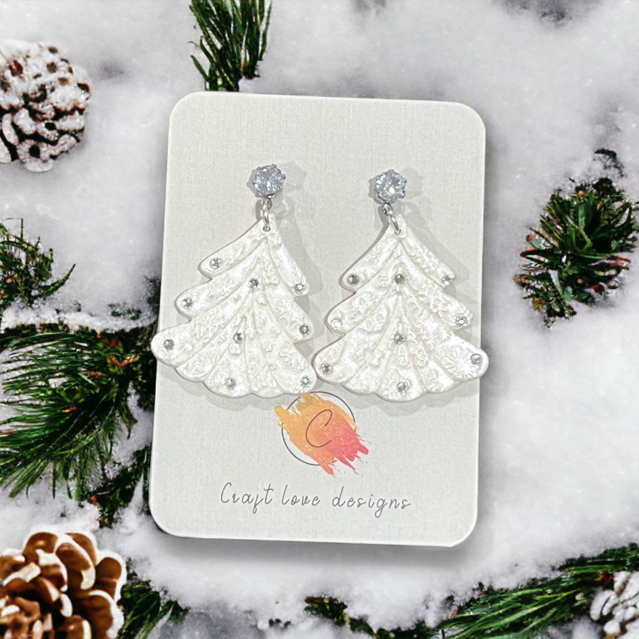 Christmas Winter Wonderland Tree Dangle Earrings