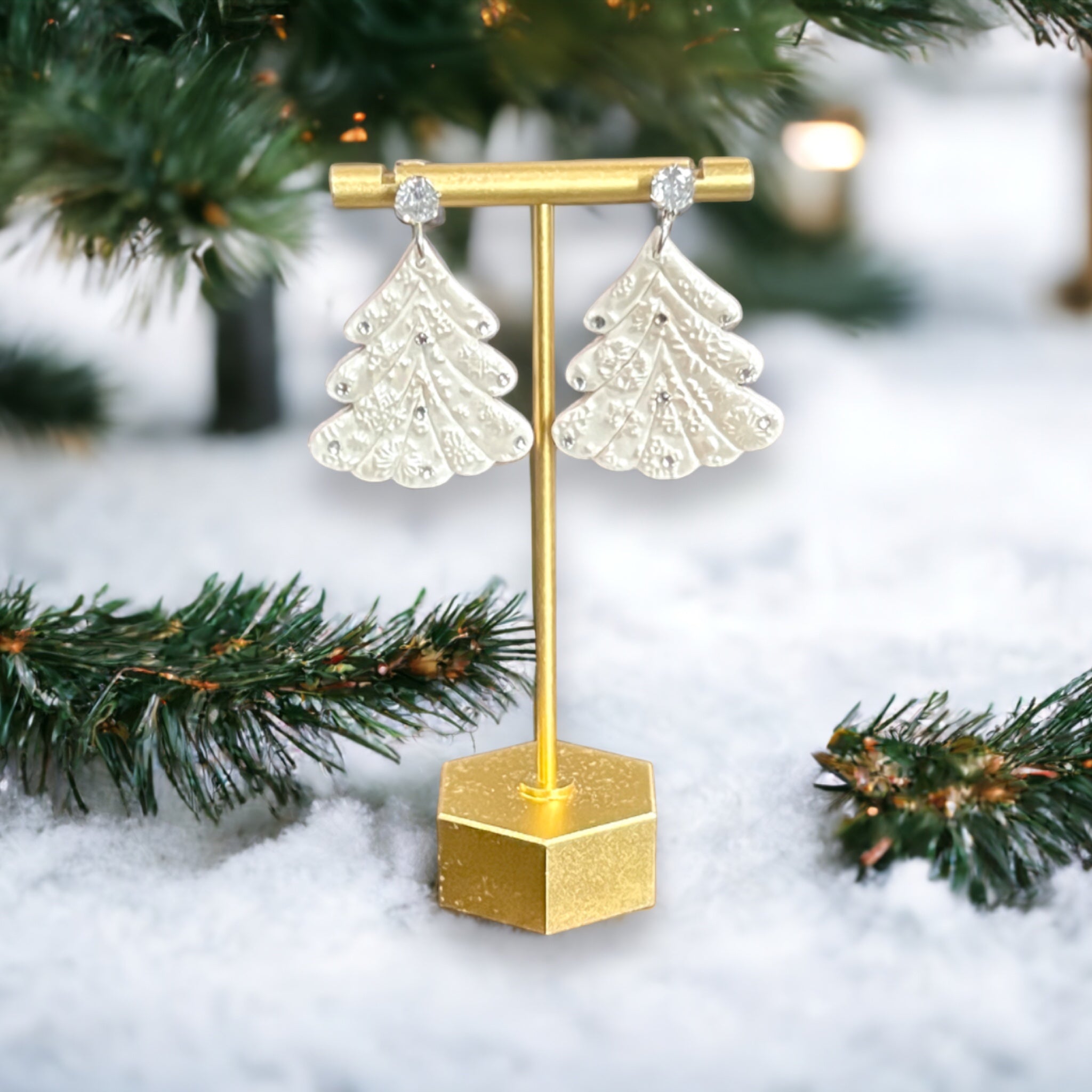 Christmas Winter Wonderland Tree Dangle Earrings