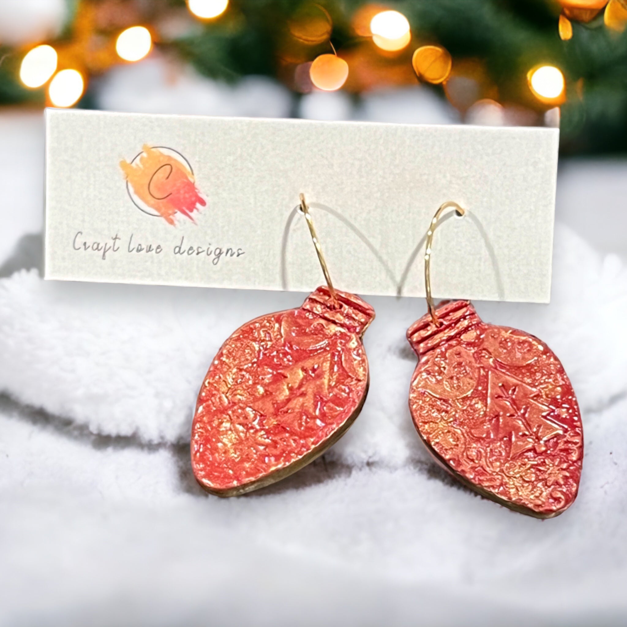 Christmas Lights Pattern Hoop Dangle Earrings