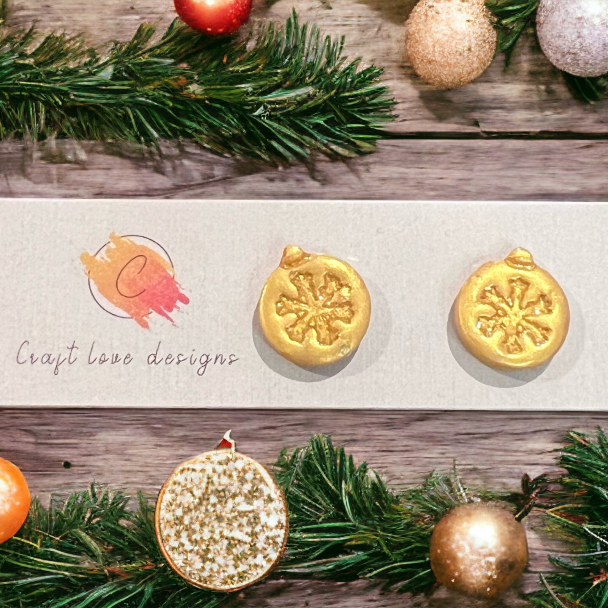 Christmas Gold Snowflake Ornament Studs