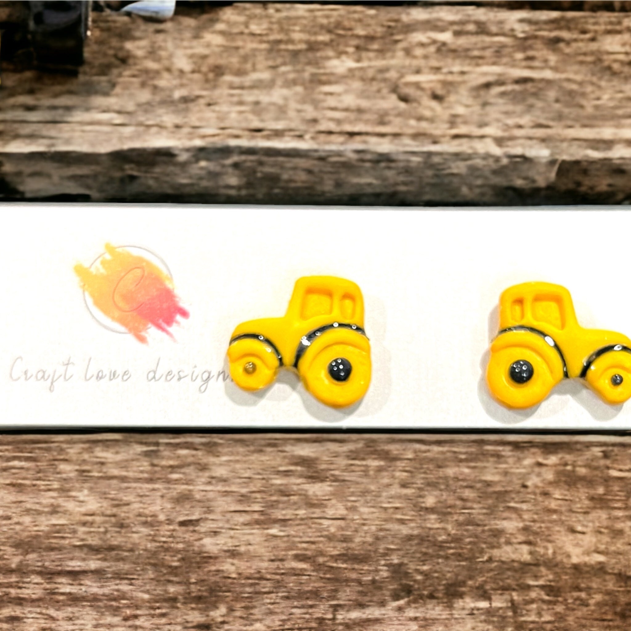 Yellow Tractor Cutie Patootie Studs