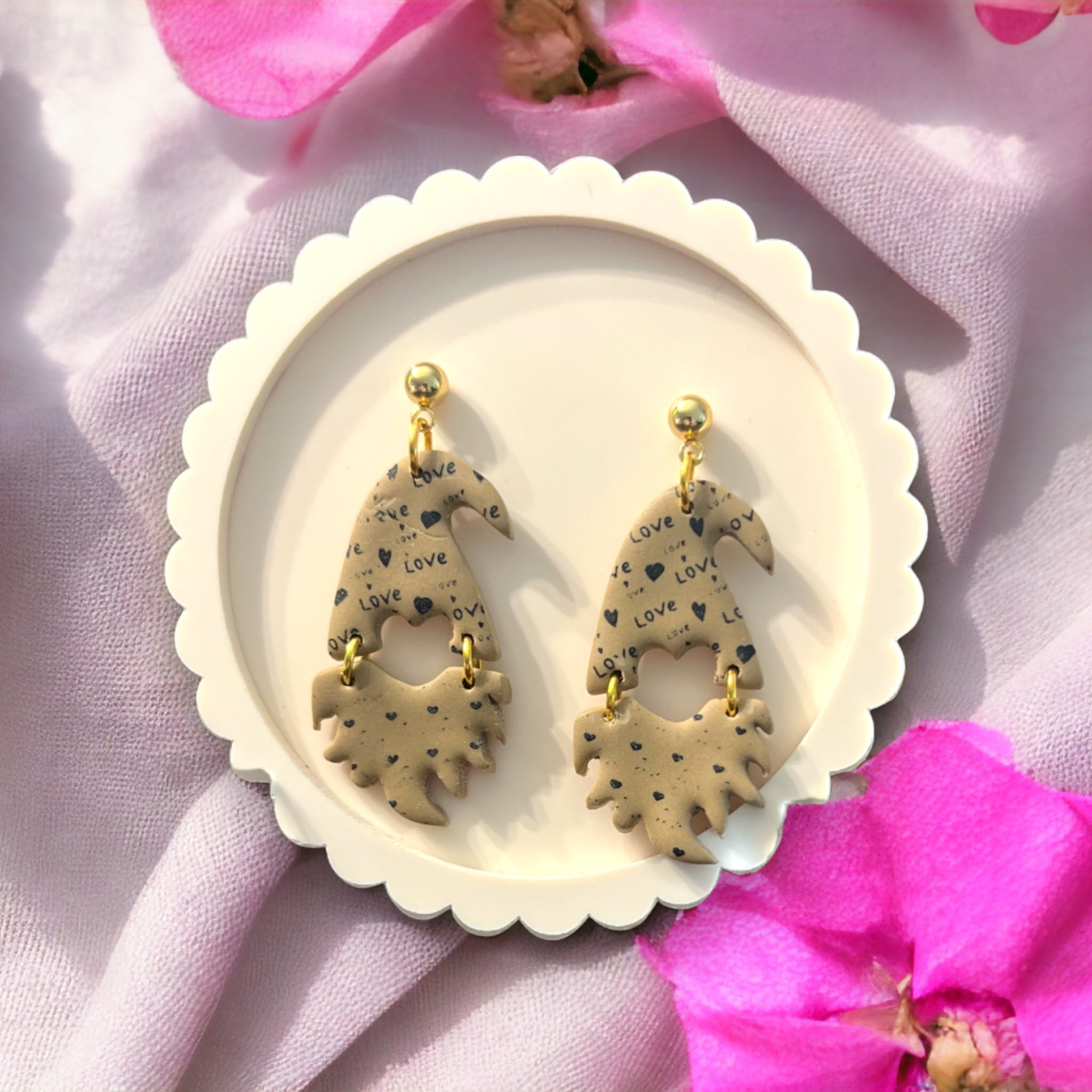 Latte Valentine Gnome Dangle Earrings