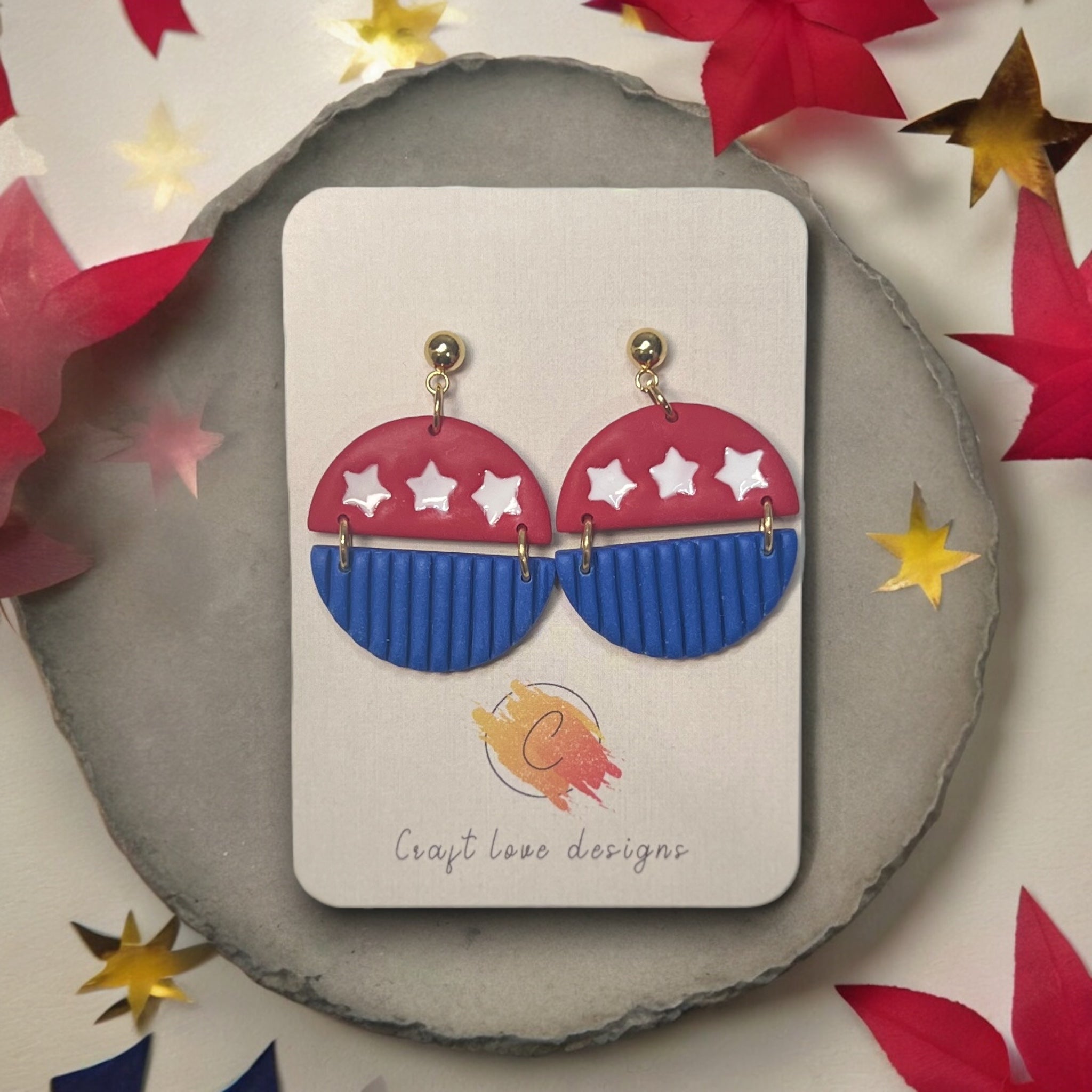 Celebrate with Style – Red, White and Blue Circle 4th of July Dangle Earrings