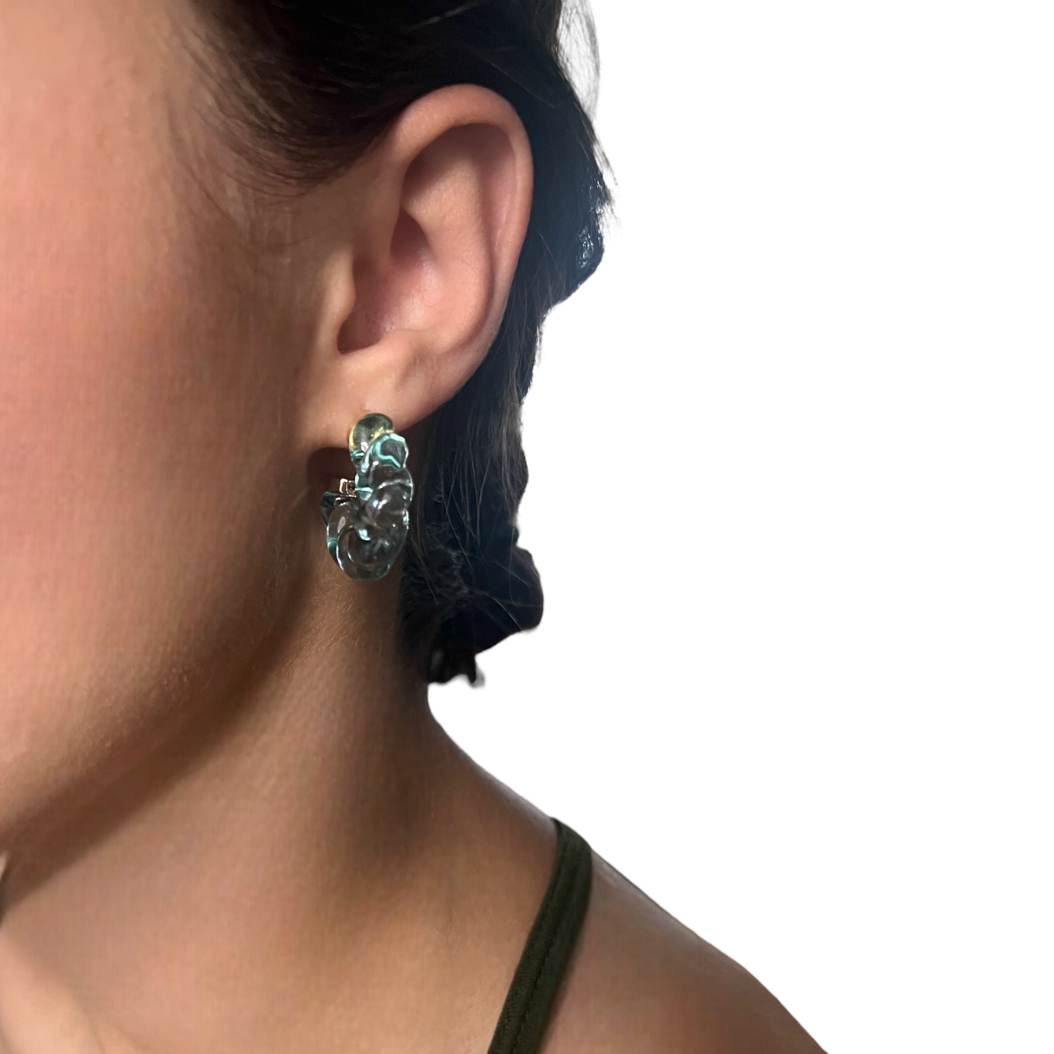 Blue Summer Braided C-Hoop Earrings