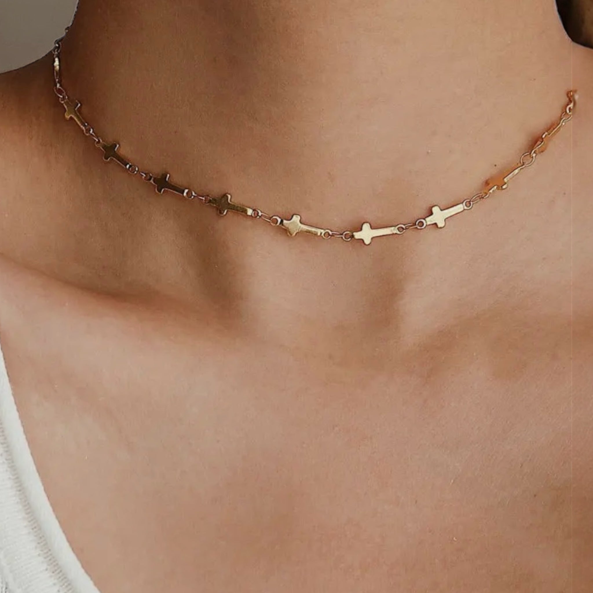 Delicate, Gold Cross Choker