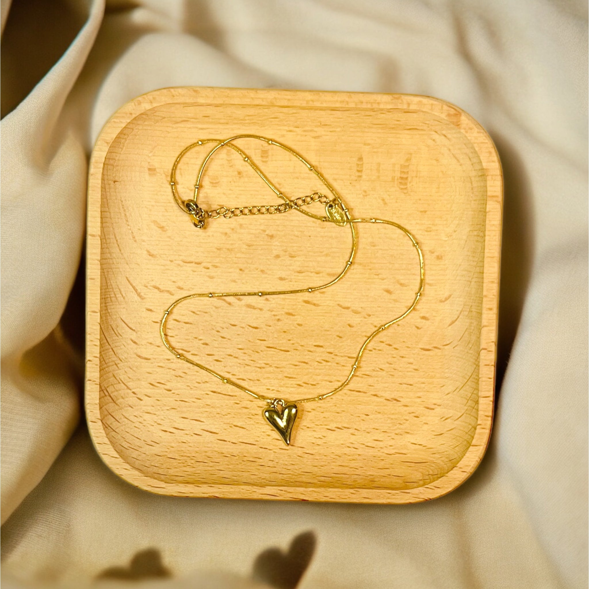 Gold Puffy Heart Necklace