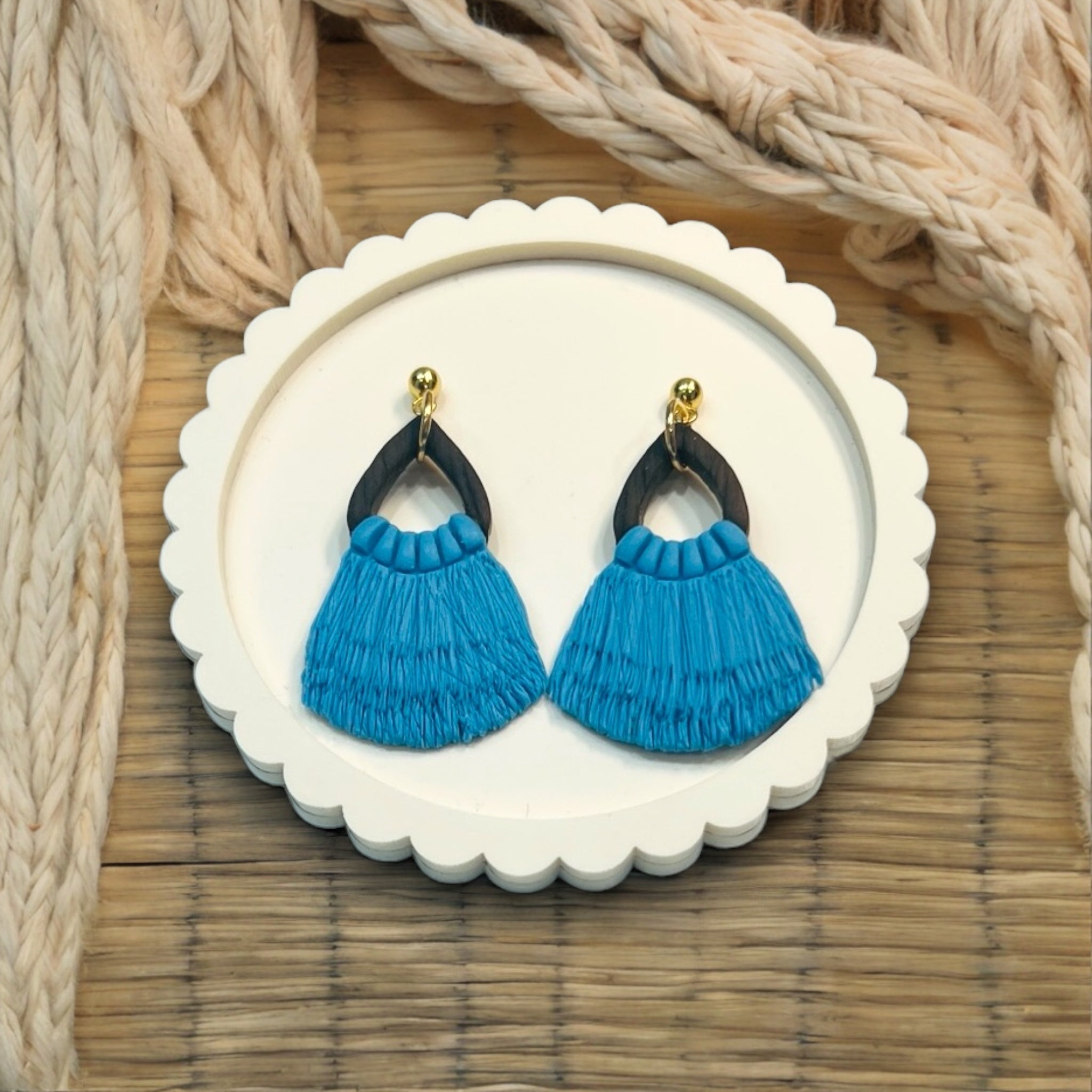 Blue Macrame Style, Boho Chic, Summer Ready Dangle Earrings