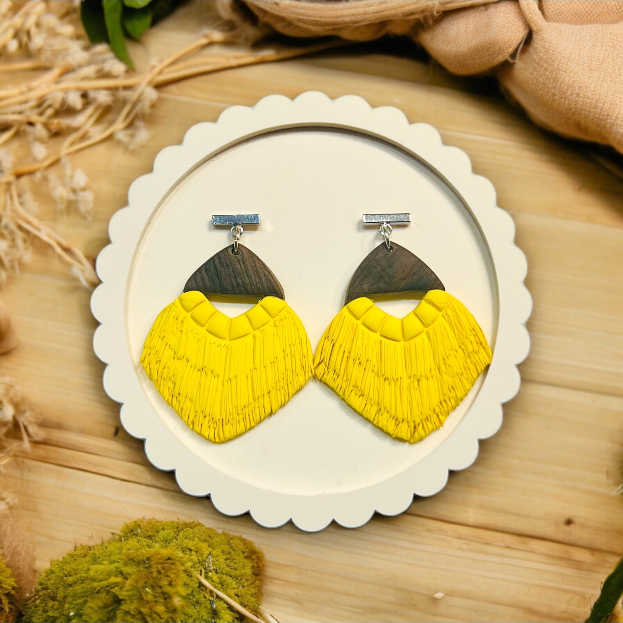 Yellow Macrame Style, Boho Chic, Summer Ready Dangle Earrings