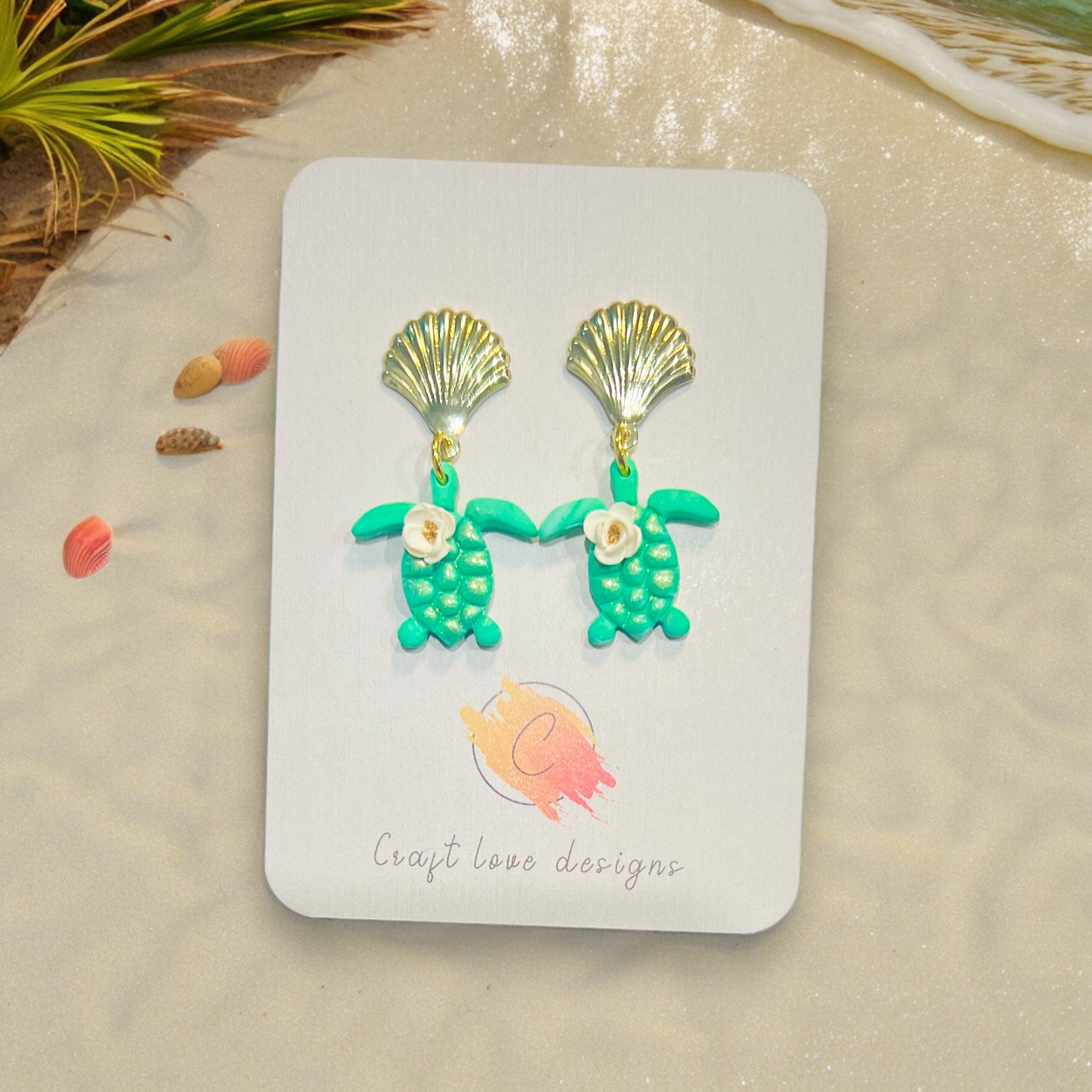 Turtle Dangle Earrings | Beach Themed | Summer Jewelry | Vacation | Lightweight Dangles