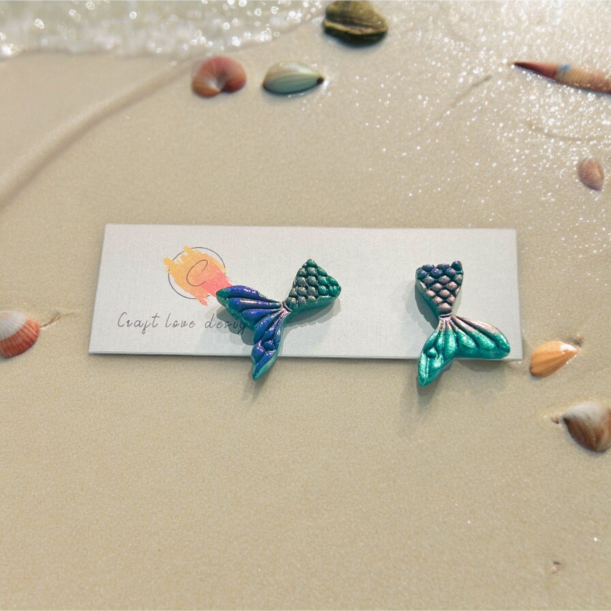 Multi Color Mermaid Tail Stud | Beach Themed | Summer Jewelry | Vacation