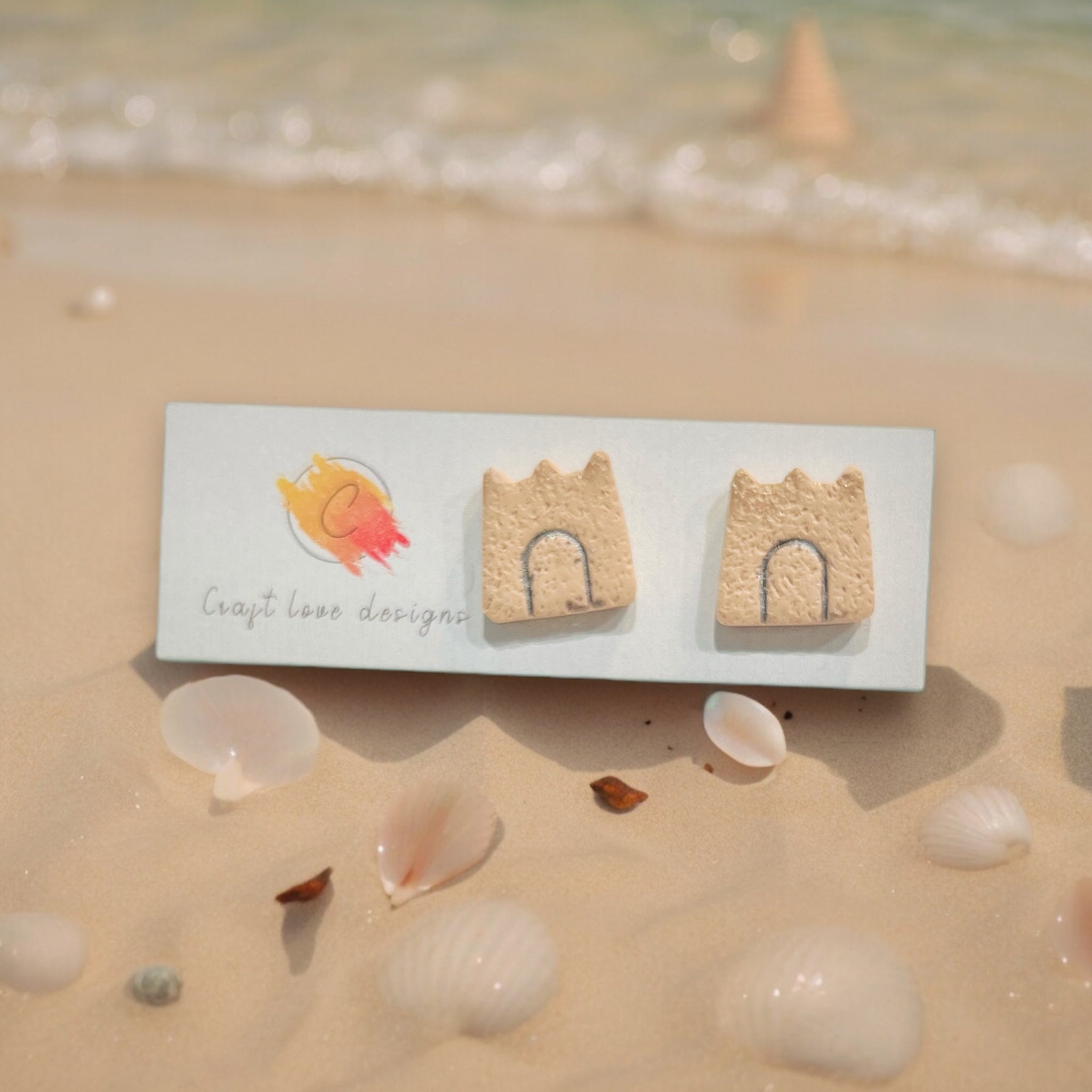 Sandcastle Beach Studs | Summer | Ocean Fun | Vacay Ready