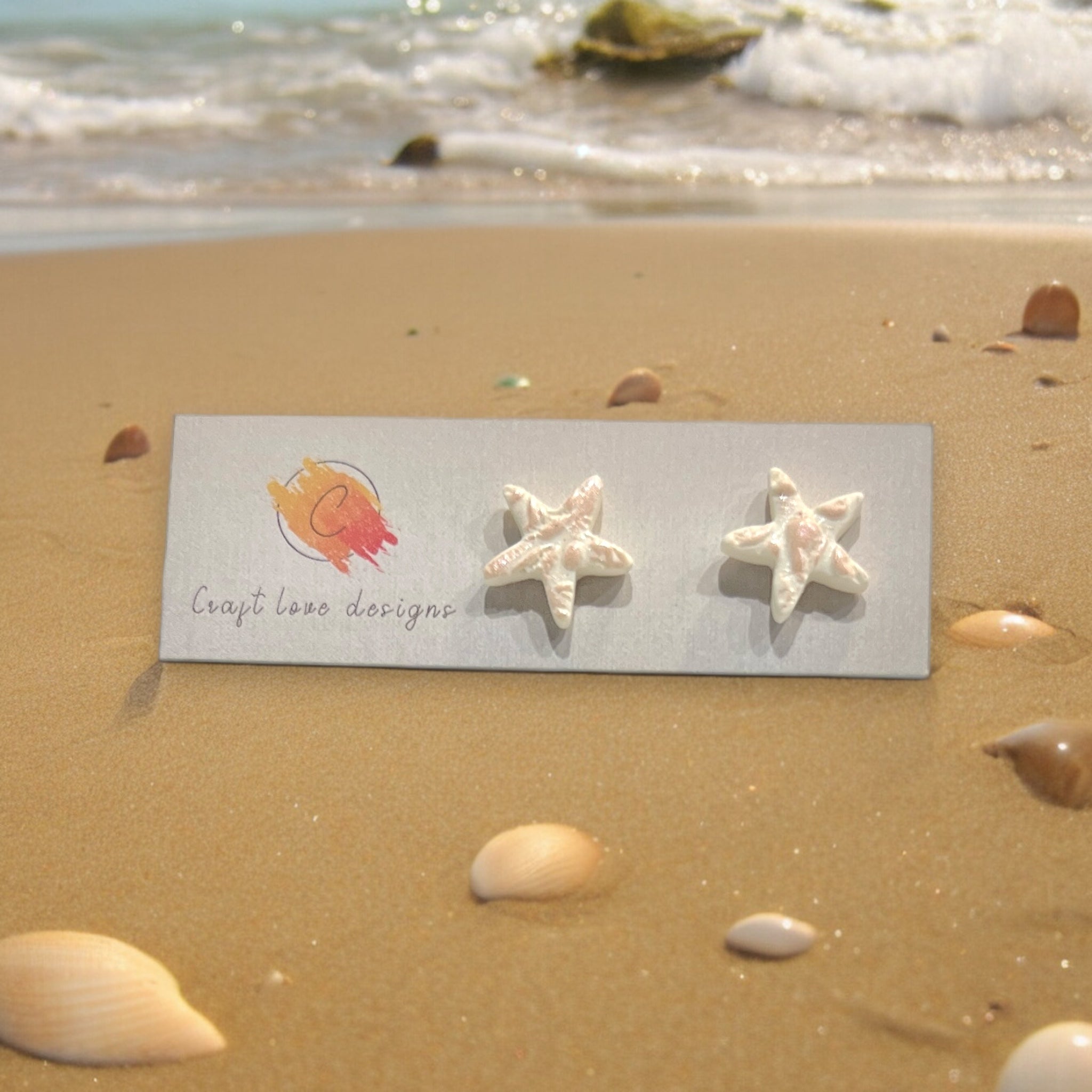 Textured Starfish Pearly White Studs | Summertime | Beachy Vibes