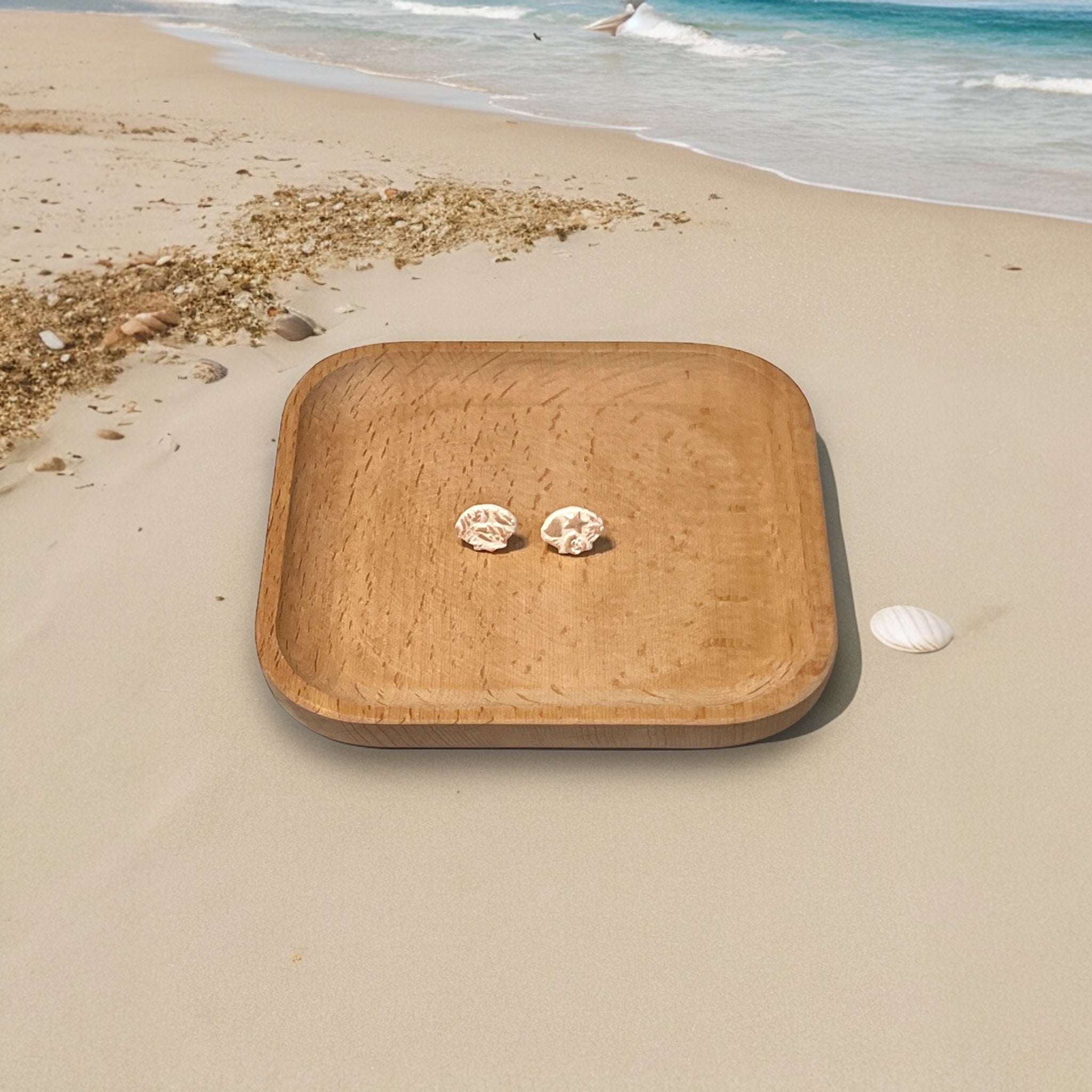 Textured Shell Pearly White Studs | Summertime | Beachy Vibes